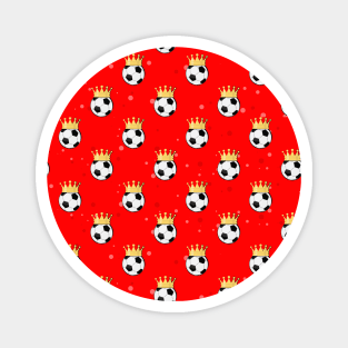 King Football / Soccer Seamless Pattern - Red Background Magnet